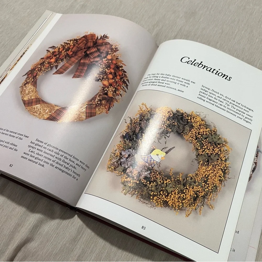 Wreaths ’Round the Year Book 1990 DIY Floral Crafts Cusick Pulleyen HC Vintage